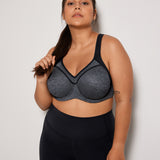 Women's Racerback Underwire Sport Bra Dark flower ash