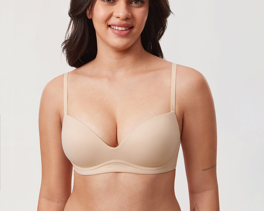 Women's Everyday Wireless Push Up Bra Beige