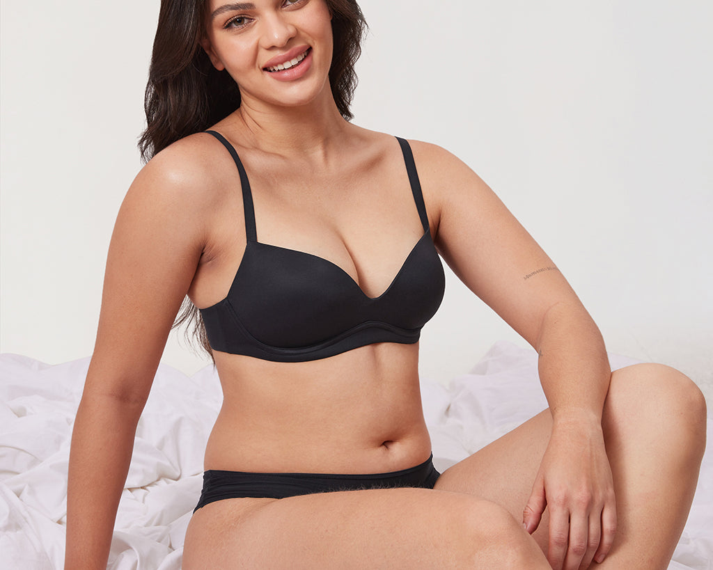 Women's Everyday Wireless Push Up Bra Black