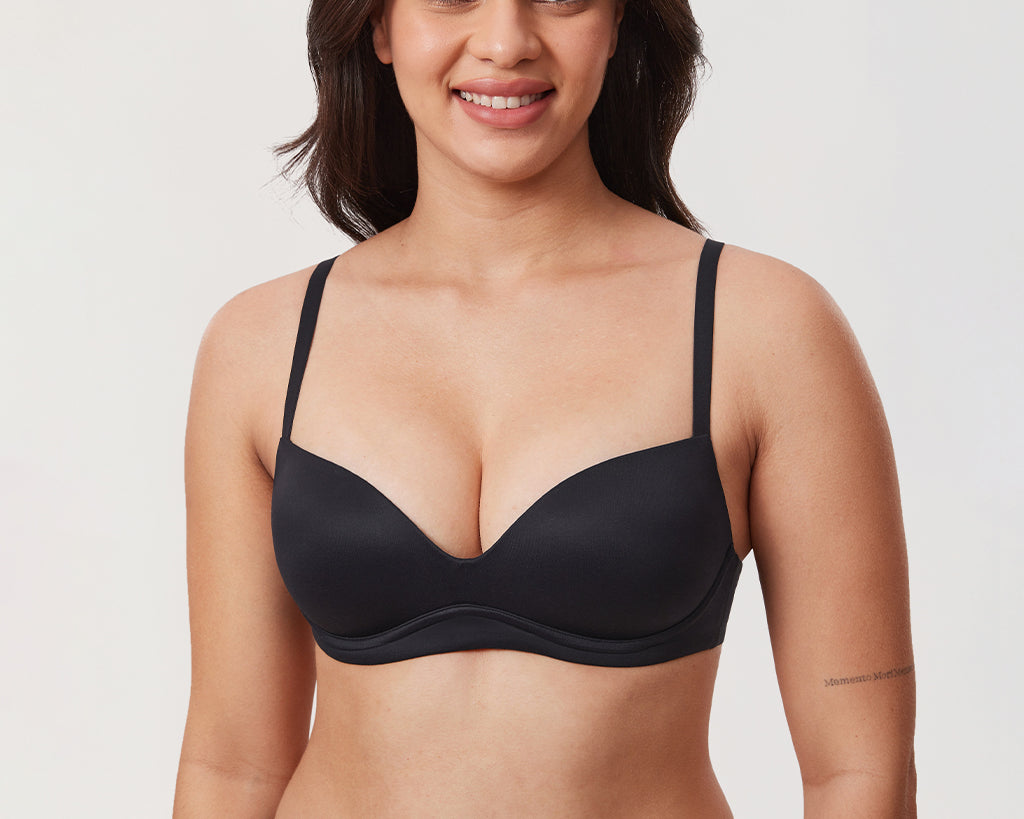Women's Everyday Wireless Push Up Bra Black