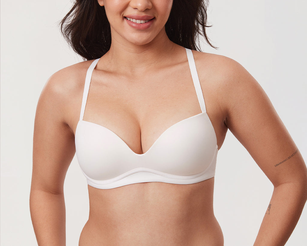 Women's Everyday Wireless Push Up Bra Coconut White