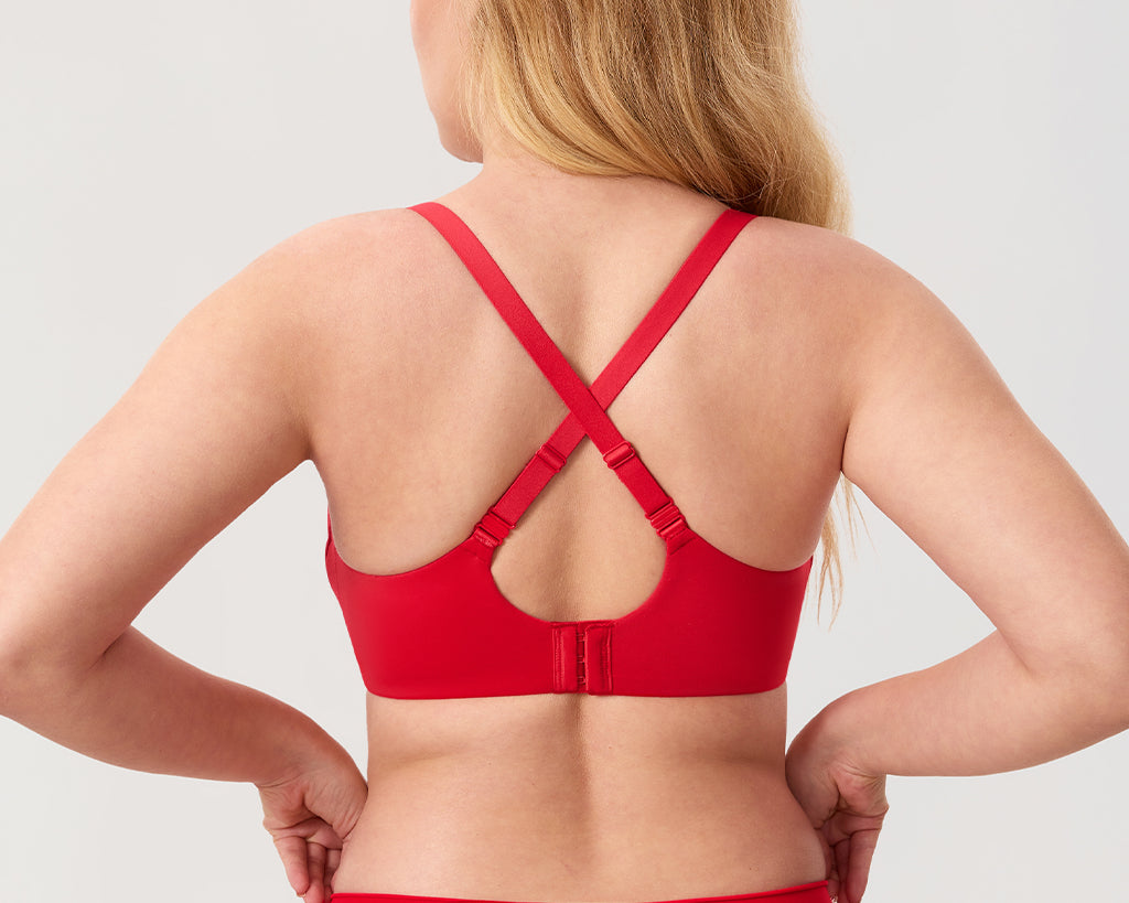 Women's Everyday Wireless Push Up Bra Deep Red