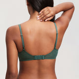Women's Eyelash Lace Balconette Bra Midnight Emerald