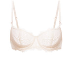 Women's Eyelash Lace Balconette Bra Coconut White