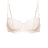 Women's Eyelash Lace Balconette Bra Coconut White