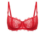 Women's Eyelash Lace Balconette Bra Lipstick Red