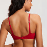Women's Eyelash Lace Balconette Bra Lipstick Red
