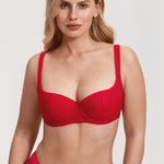 Women's Sexy Lightly Padded Balconette Bra Lipstick Red