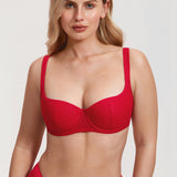 Women's Sexy Lightly Padded Balconette Bra Lipstick Red