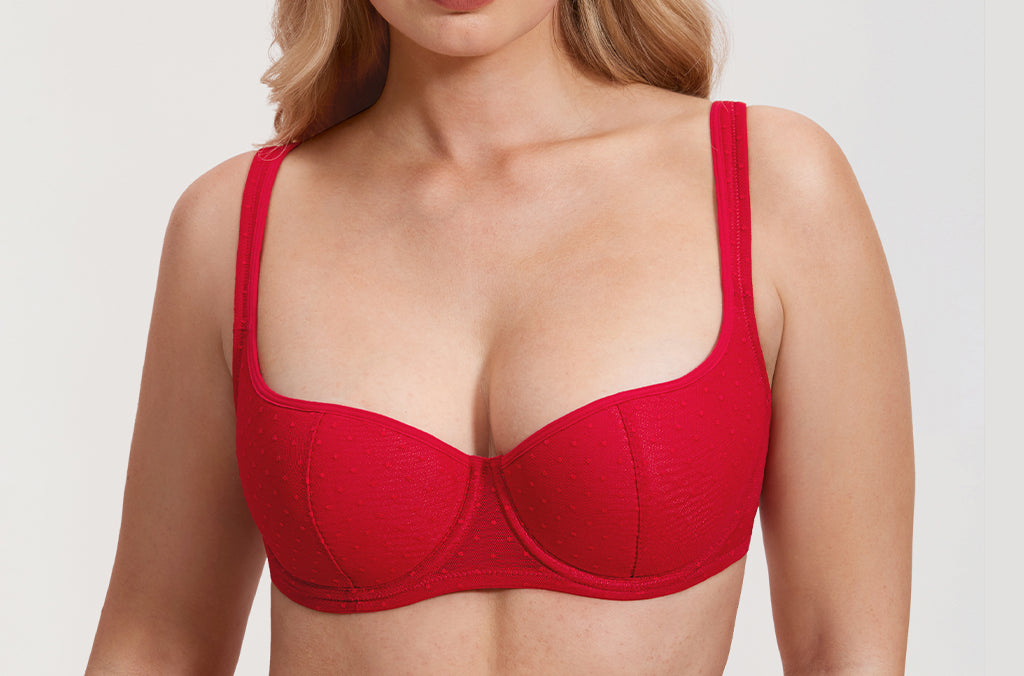 Women's Sexy Lightly Padded Balconette Bra Lipstick Red