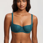 Women's Sexy Lightly Padded Balconette Bra Spruce Green