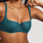 Women's Sexy Lightly Padded Balconette Bra Spruce Green
