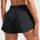 Women's 2 in 1 Quick Dry High Waisted Running Shorts with Zipper Pocket for Women 3" Mineral