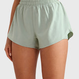 Women's 2 in 1 Quick Dry High Waisted Running Shorts with Zipper Pocket for Women 3" Mineral