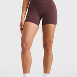 Women's High Waist No Front Seam Scrunch Butt Biker Shorts 5'' V-Back Scrunch Booty Gym Workouts Black