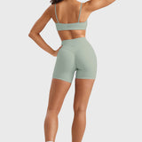 Women's High Waist No Front Seam Scrunch Butt Biker Shorts 5'' V-Back Scrunch Booty Gym Workouts Americano