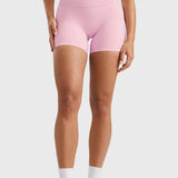 Women's High Waist No Front Seam Scrunch Butt Biker Shorts 5'' V-Back Scrunch Booty Gym Workouts Milk Pink