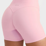 Women's High Waist No Front Seam Scrunch Butt Biker Shorts 5'' V-Back Scrunch Booty Gym Workouts Milk Pink