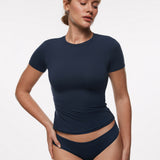 INLYRIC Women‘s Inbarely® Ultra Short Sleeve Top - Double Layer Hazelnut