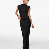 Cosnufy® Sheer Mesh Mock Neck Tank Top Black