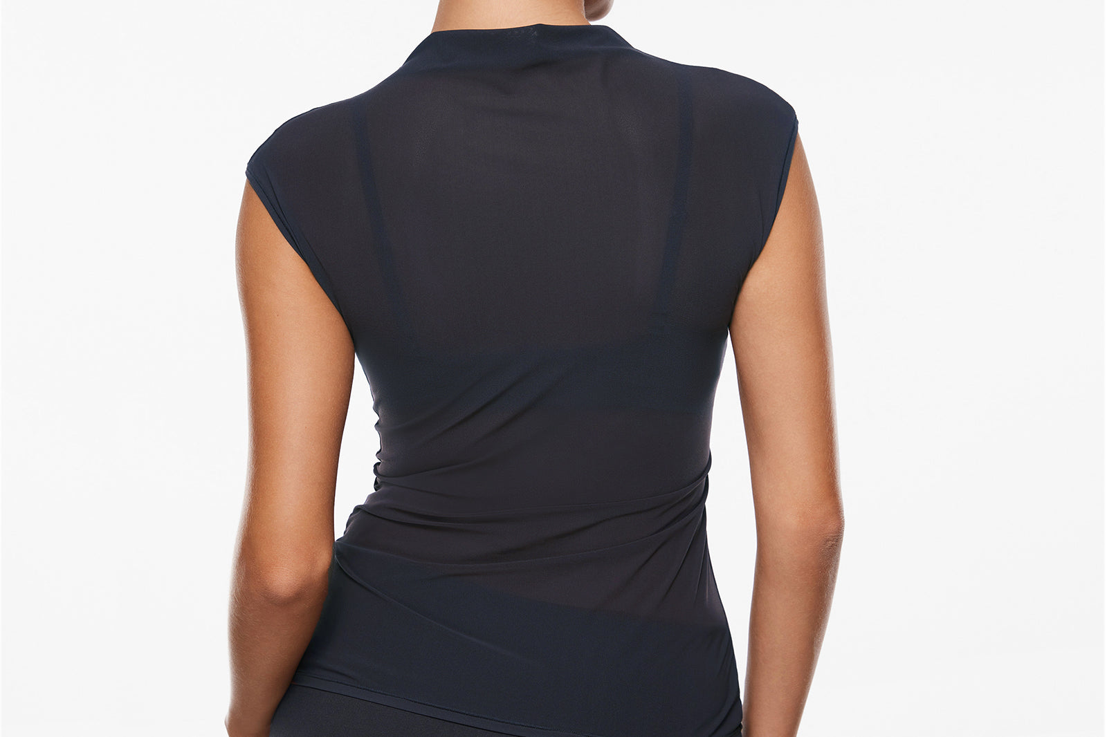 Cosnufy® Sheer Mesh Mock Neck Tank Top Twilight Blue
