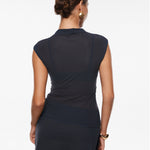 Cosnufy® Sheer Mesh Mock Neck Tank Top Twilight Blue