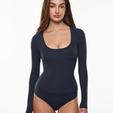 Women's Deep U Neck Long Sleeves Top True Navy