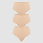 Women's High Waisted Thongs 3 Pack - Inbarely® Plus Warm Beige (3pack)