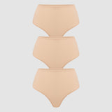 Women's High Waisted Thongs 3 Pack - Inbarely® Plus Warm Beige (3pack)