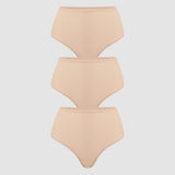 Women's High Waisted Thongs 3 Pack - Inbarely® Plus Wheat (3pack)