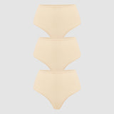 Women's High Waisted Thongs 3 Pack - Inbarely® Plus Light Oatmeal (3pack)