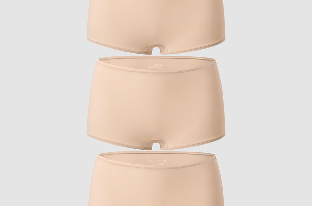 Women's Inbarely® Plus Mid Waist Boy Shorts 3 Pack Beige (3pack)