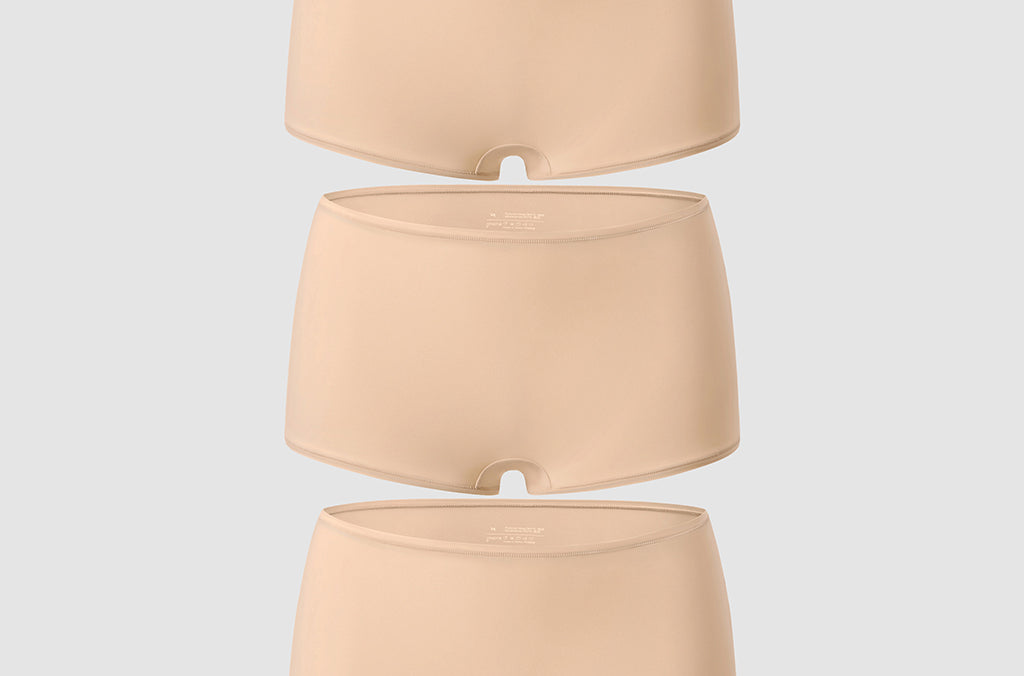 Women's Inbarely® Plus Mid Waist Boy Shorts 3 Pack Warm Beige (3pack)