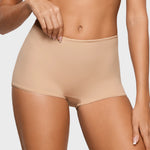 Women's Inbarely® Plus Mid Waist Boy Shorts 3 Pack Warm Beige (3pack)