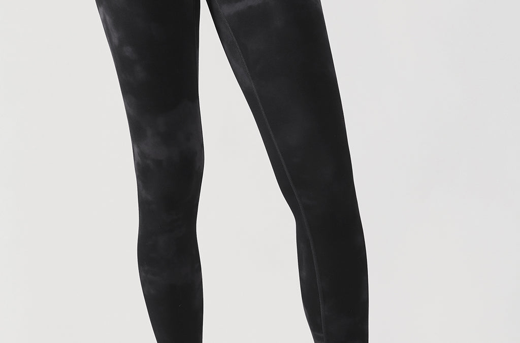 Women's Yoga Leggings 25" Black Tie Dye Flowers