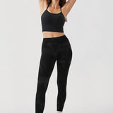 Women's Yoga Leggings 25" Black Tie Dye Flowers