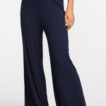 Modal Ribbed Wide Leg Casual Pants Moon Heather Grey