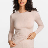 Modal Ribbed Long Sleeve Crew Neck T-Shirt White
