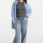 Modal Ribbed Long Sleeve Crew Neck T-Shirt Twilight Gray