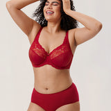 Women's Beauty Lace Bra - Unlined & Underwire Dark Red