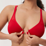 Women's Front Closure Unlined Bra - Underwire Lipstick Red