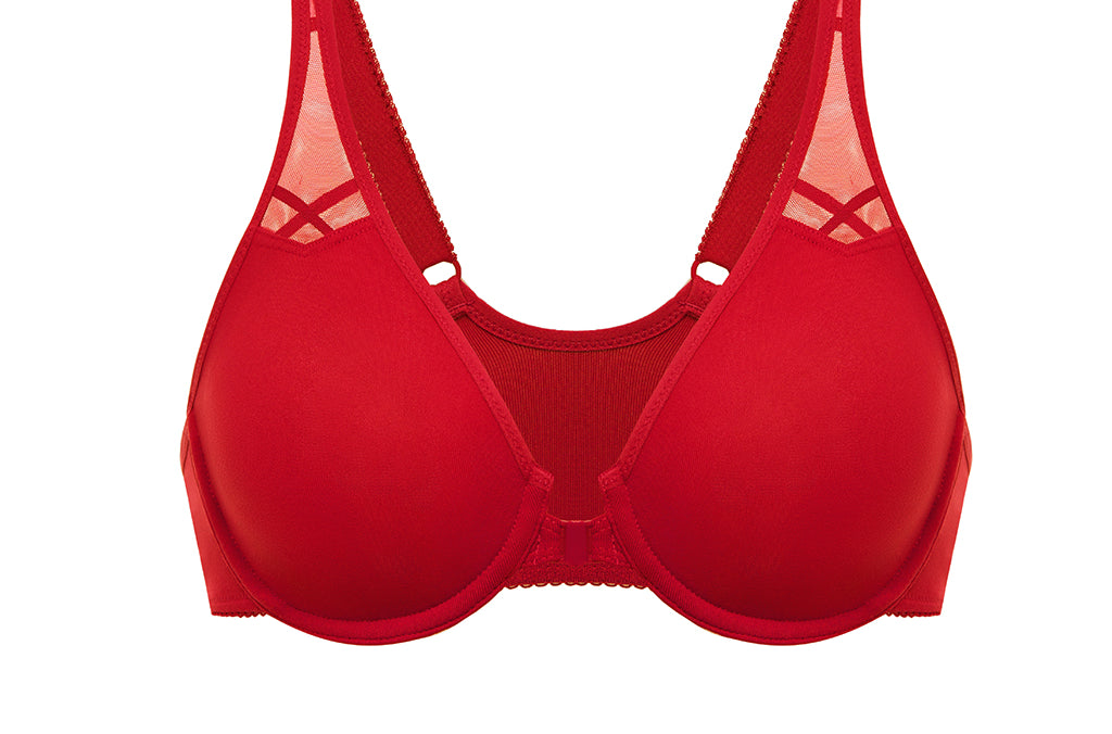 Women's Front Closure Unlined Bra - Underwire Lipstick Red