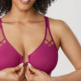 Women's Front Closure Unlined Bra - Underwire Magenta Purple