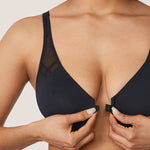 Women's Front Closure Unlined Bra - Underwire Black