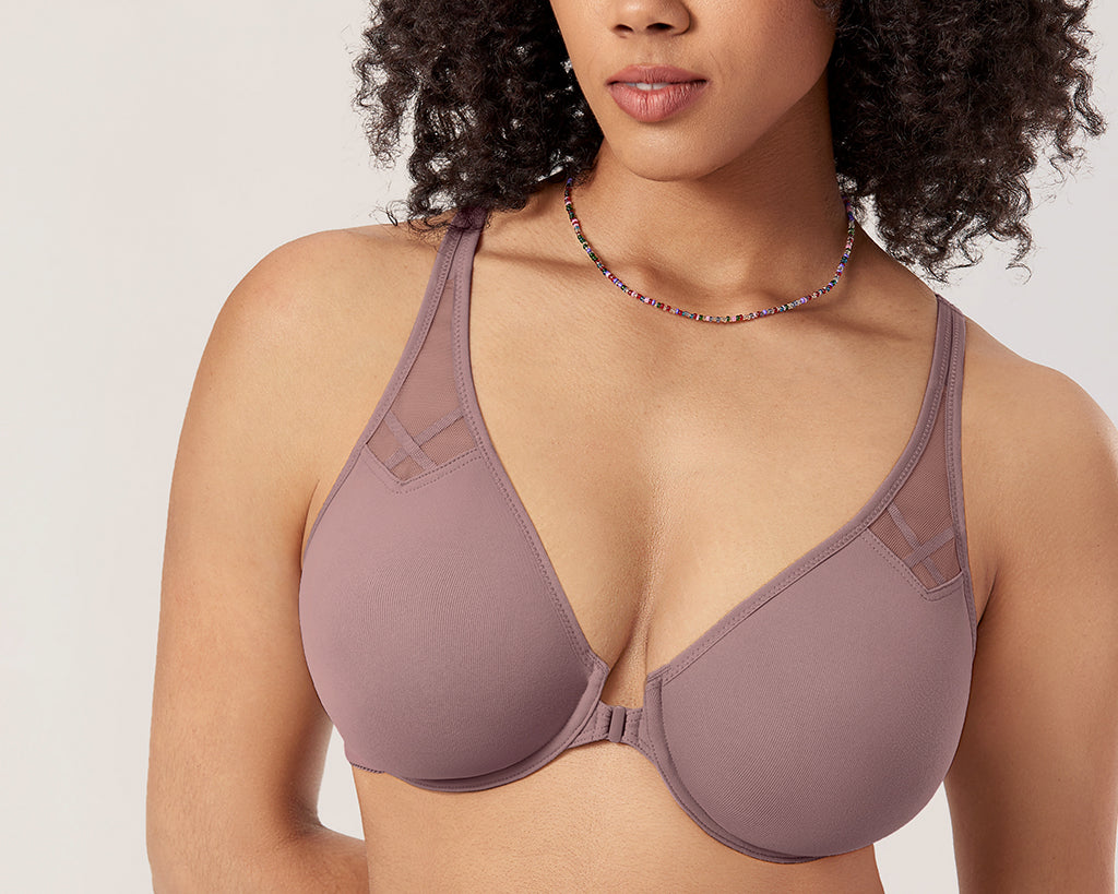 Women's Front Closure Unlined Bra - Underwire Mochaccino