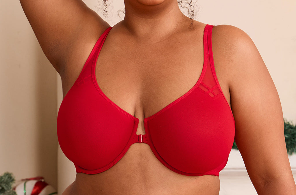 Women's Front Closure Unlined Bra - Underwire Lipstick Red