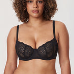 Women's Vintage Lace Balconette Bra Black