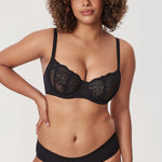 Women's Vintage Lace Balconette Bra Black