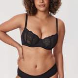 Women's Vintage Lace Balconette Bra Black