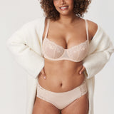 Women's Vintage Lace Balconette Bra Beige